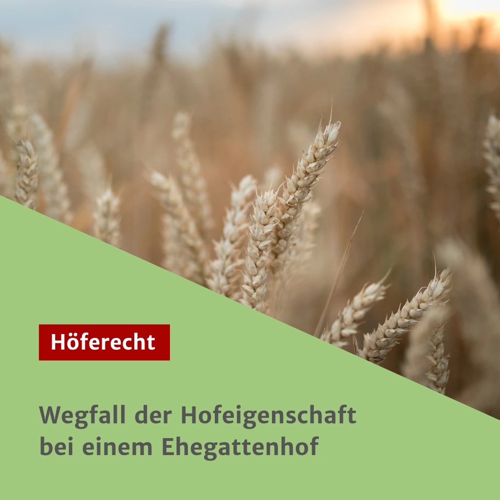 Wegfall der Hofeigenschaft bei einem Ehegattenhof